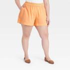 Women's Plus Size High-rise Pull-on Shorts - A New Day Light Orange
