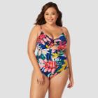 Women's Slimming Control Cut Out Ring One Piece Swimsuit - Beach Betty By Miracle Brands 1x,