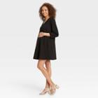 The Nines By Hatch 3/4 Sleeve Fit & Flare Ponte Maternity Dress Black