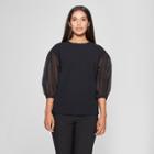 Women's 3/4 Sheer Sleeve Sweatshirt - Prologue Black