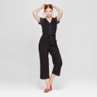 Women's Button Front Jumpsuit With Belt - Universal Thread Black