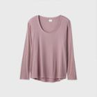 Women's Plus Size Long Sleeve Scoop Neck T-shirt - Ava & Viv Purple X