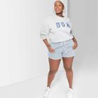 Women's Plus Size Striped High-rise Pull On Elastic Waist Jean Shorts - Wild Fable Blue/white