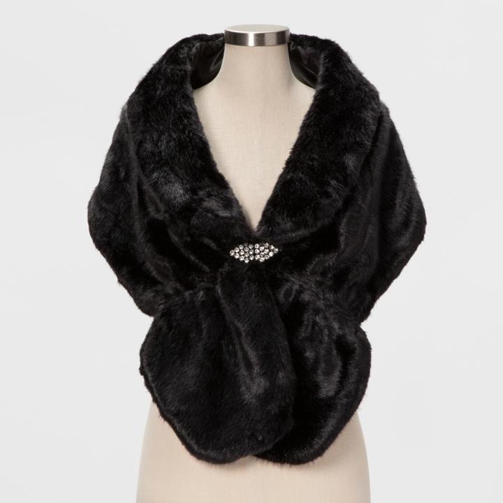Estee & Lilly Women's Faux Fur With Broach Stole - Estee &