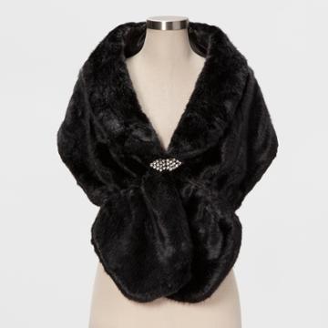 Estee & Lilly Women's Faux Fur With Broach Stole - Estee &