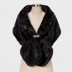 Estee & Lilly Women's Faux Fur With Broach Stole - Estee &