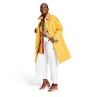 Women's Plus Size Long Sleeve Collared Front Button-down Coat - Isaac Mizrahi For Target Yellow/tan 1x, Women's, Size: 1xl, Yellow Brown