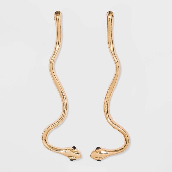 Snake Shape Drop Earrings - Wild Fable Gold