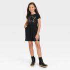 Girls' Printed Short Sleeve Dress - Cat & Jack Black