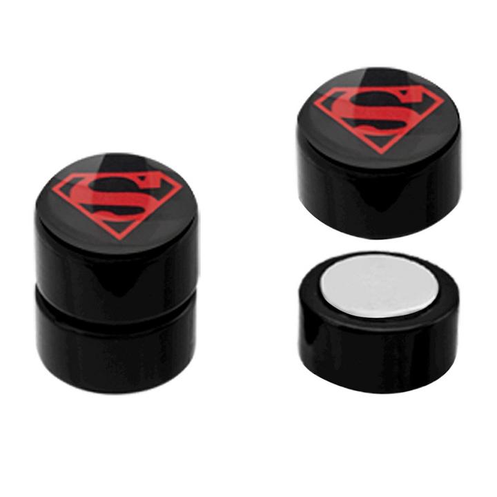 Dc Comics Superman Logo Acrylic And Stainless Steel Magnetic Earrings - Black, Kids Unisex