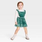 Toddler Girls' Velour Long Sleeve Top & Skirtall Set - Cat & Jack Green