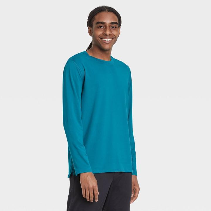 Men's Long Sleeve Performance T-shirt - All In Motion Deep Turquoise