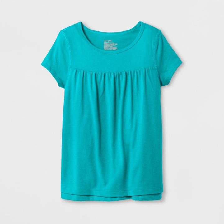 Girls' Adaptive Short Sleeve Knit Top - Cat & Jack Turquoise