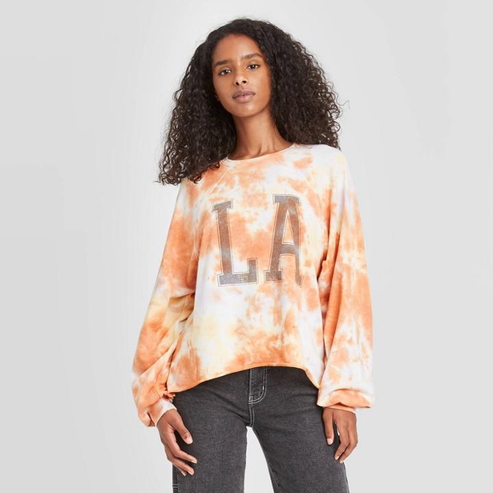 Grayson Threads Women's La Graphic Cropped Sweatshirt - White