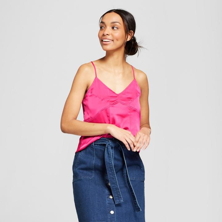 Women's Seaming Detail V-neck Cami - A New Day Pink