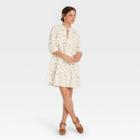 Women's Balloon Long Sleeve Tie-front Dress - Universal Thread White Floral