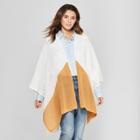Women's Open Knit Duster Poncho Sweater - Universal Thread White/yellow