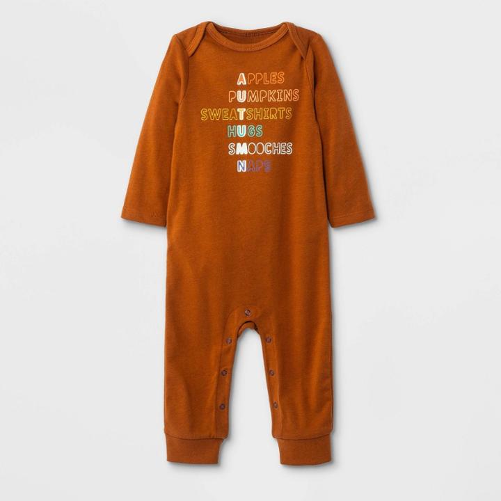 Baby Boys' Fall Graphic Romper - Cat & Jack Orange Nwborn