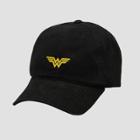 Warner Bros. Women's Wonder Woman Cotton Twill Baseball Hat, Black/yellow