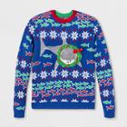 33 Degrees Men's Ugly Christmas Shark Wreath Long Sleeve Pullover Sweater - Blue