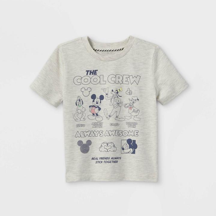 Toddler Boys' Disney Mickey Mouse & Friends Cool Crew Short Sleeve Graphic T-shirt - Beige