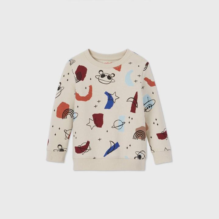 Toddler Boys' Fleece Crew Neck Sweatshirt - Cat & Jack Cream