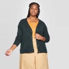 Women's Plus Size Long Sleeve Open Layering Button Front Cardigan - Ava & Viv Dark Green