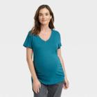 Short Sleeve V-neck Maternity T-shirt - Isabel Maternity By Ingrid & Isabel Teal Green