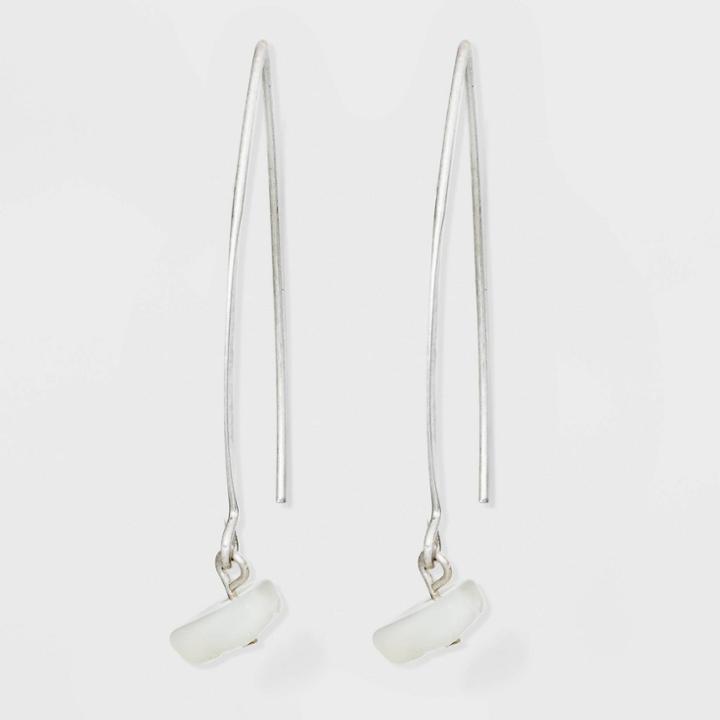 Semi-precious Crystal Nugget Wire Drop Earrings - Universal Thread White, Women's