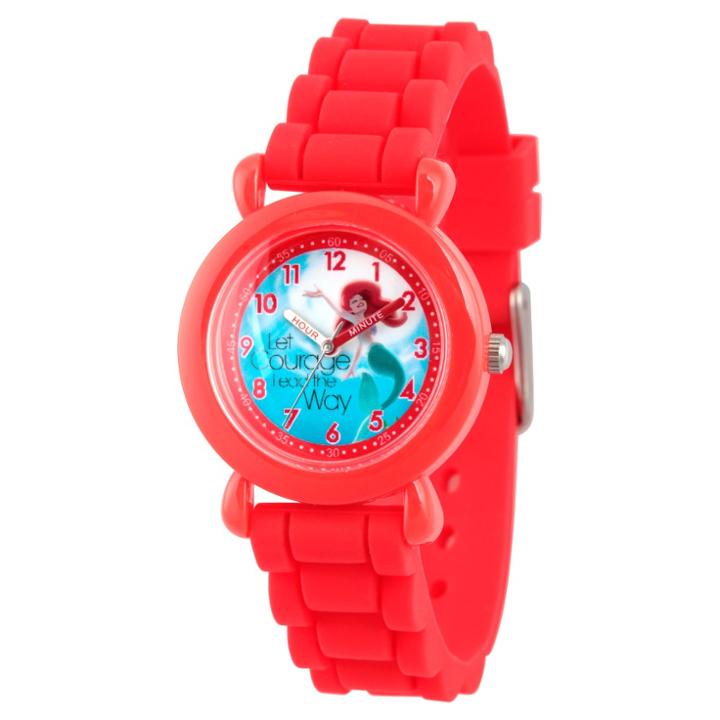 Girls' Disney Princess Ariel Red Plastic Time Teacher Watch - Red, Girl's