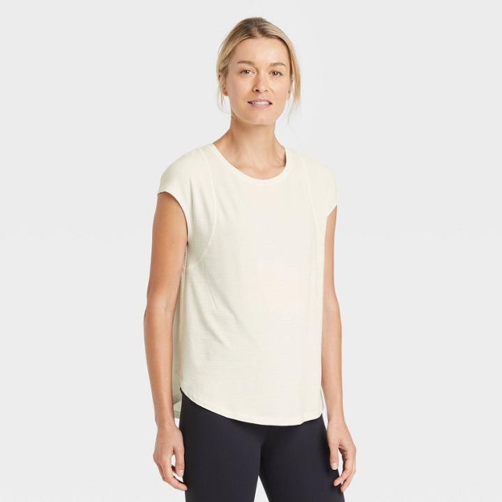 Women's Wrap Front Short Sleeve Top - All In Motion Natural White