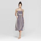 Women's Striped Strappy Side Button Top Midi Dress - Xhilaration Charcoal