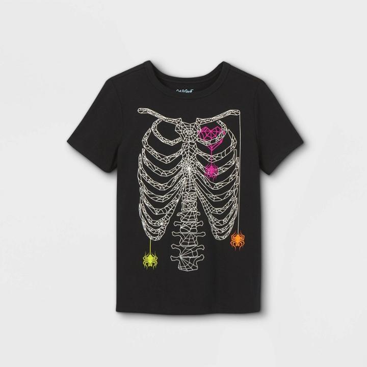 Boys' Skeleton Ribcage Graphic Short Sleeve T-shirt - Cat & Jack Black