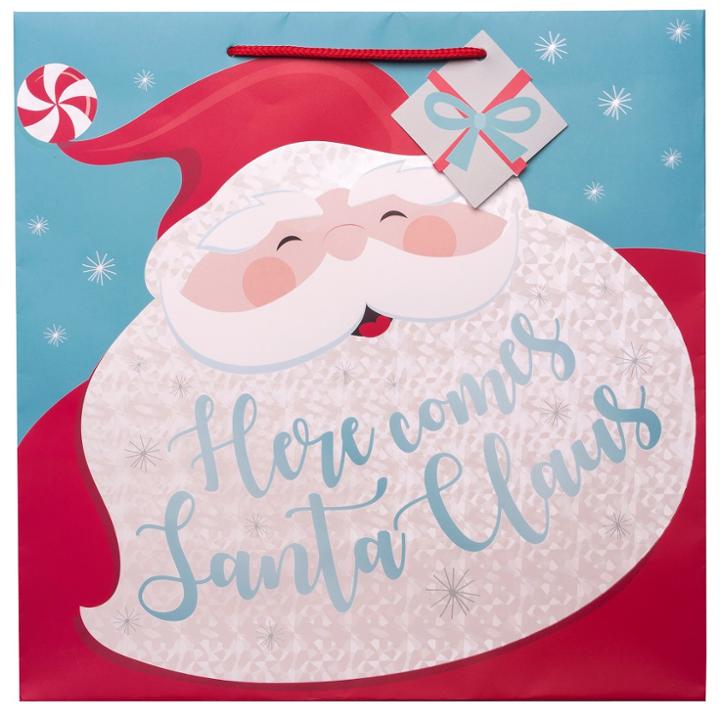 Here Comes Santa Clause Christmas Gift Bag Blue/red - Wondershop