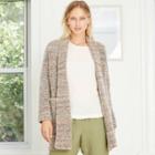 Women's Boucle Open-front Cardigan - A New Day Brown