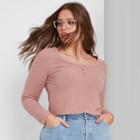 Women's Plus Size Long Sleeve Cozy Henley T-shirt - Wild Fable