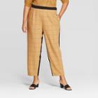 Women's Plus Size Plaid Mid-rise Relaxed Pants - Who What Wear Brown