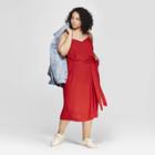 Women's Plus Size Sleeveless V-neck Belted Midi Dress - Universal Thread Red