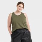 Women's Plus Size Supima Tank Top - A New Day Olive Green