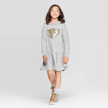 Girls' The Lion King Nala Sequin Hooded Dress - Heather Gray L, Girl's,