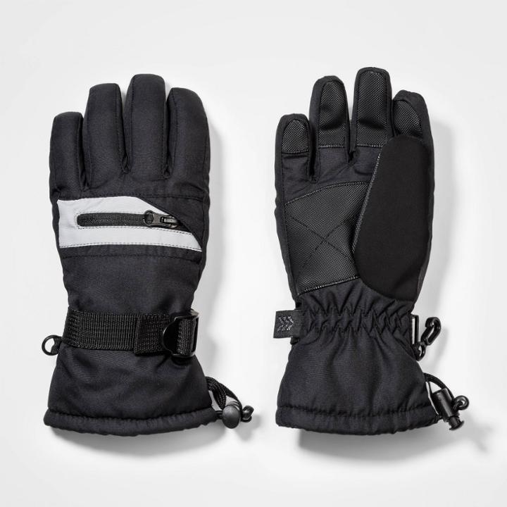Boys' Onyx Zipper Gloves - All In Motion Black 4-7, Black/black