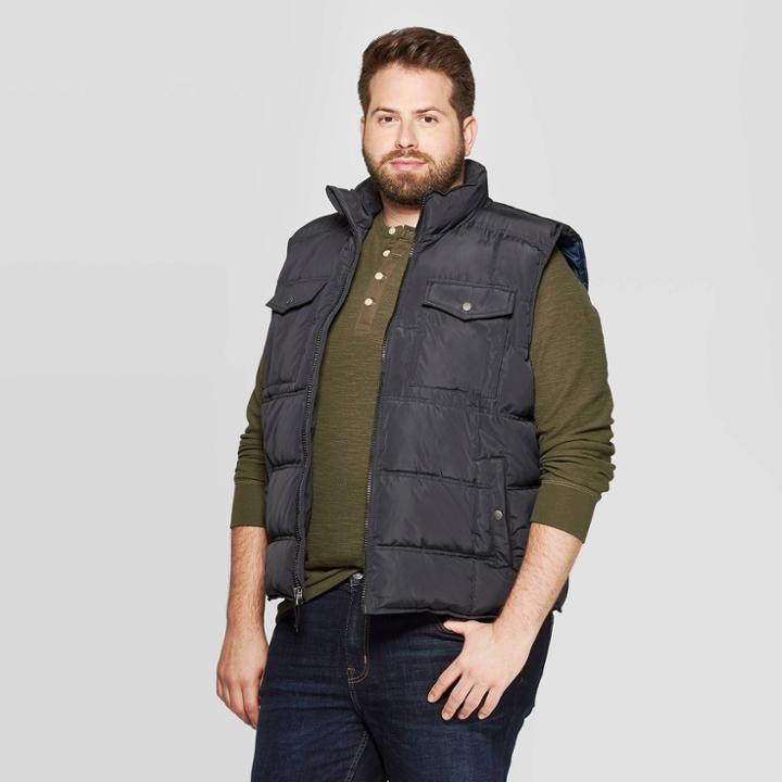 Men's Tall Sleeveless Quilted Midweight Vest - Goodfellow & Co Gray