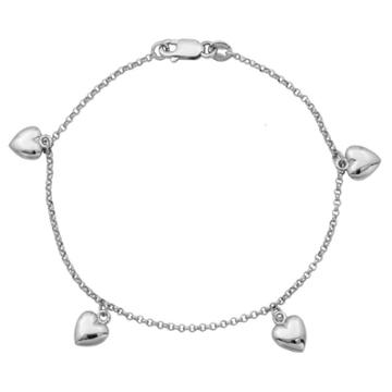 Prime Art & Jewel Sterling Silver Heart Charm Bracelet,