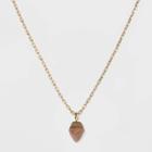 Semi-precious Sunstone In Worn Gold Charm Necklace - Universal Thread Brown, Women's