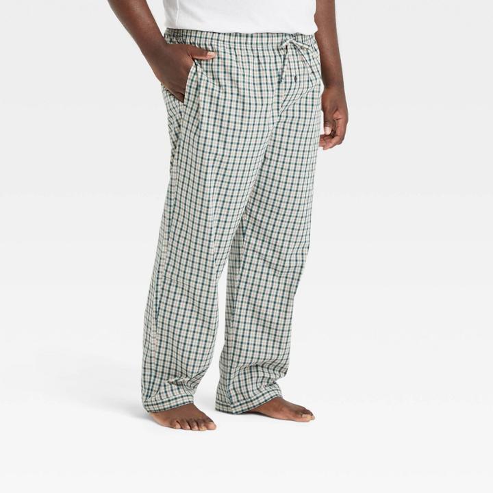 Men's Big & Tall Plaid Poplin Pajama Pants - Goodfellow & Co Green