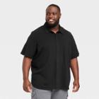 Men's Big & Tall Short Sleeve Knit Button-down Shirt - Goodfellow & Co Black