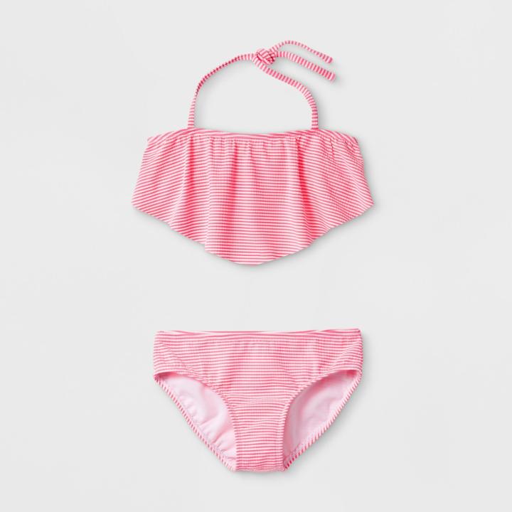 Girls' Seersucker Bikini Set - Cat & Jack Coral