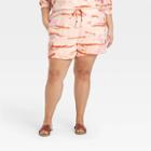 Women's Plus Size Tie-dye Lounge Shorts - Knox Rose Peach