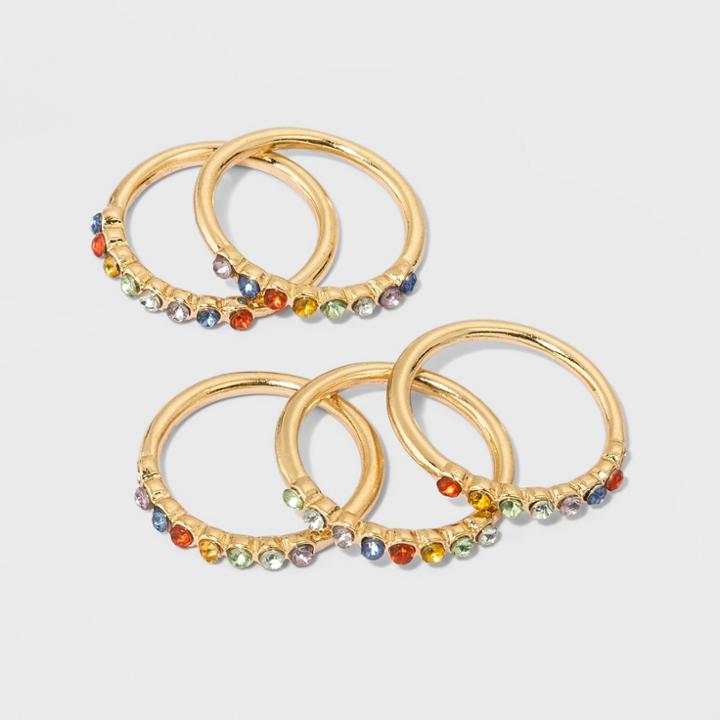 Sugarfix By Baublebar Colorful Crystal Ring Set - Multicolor Rainbow, Girl's