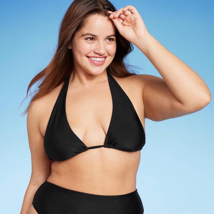 Women's Multi-way Tall Triangle Bikini Top - Wild Fable Black